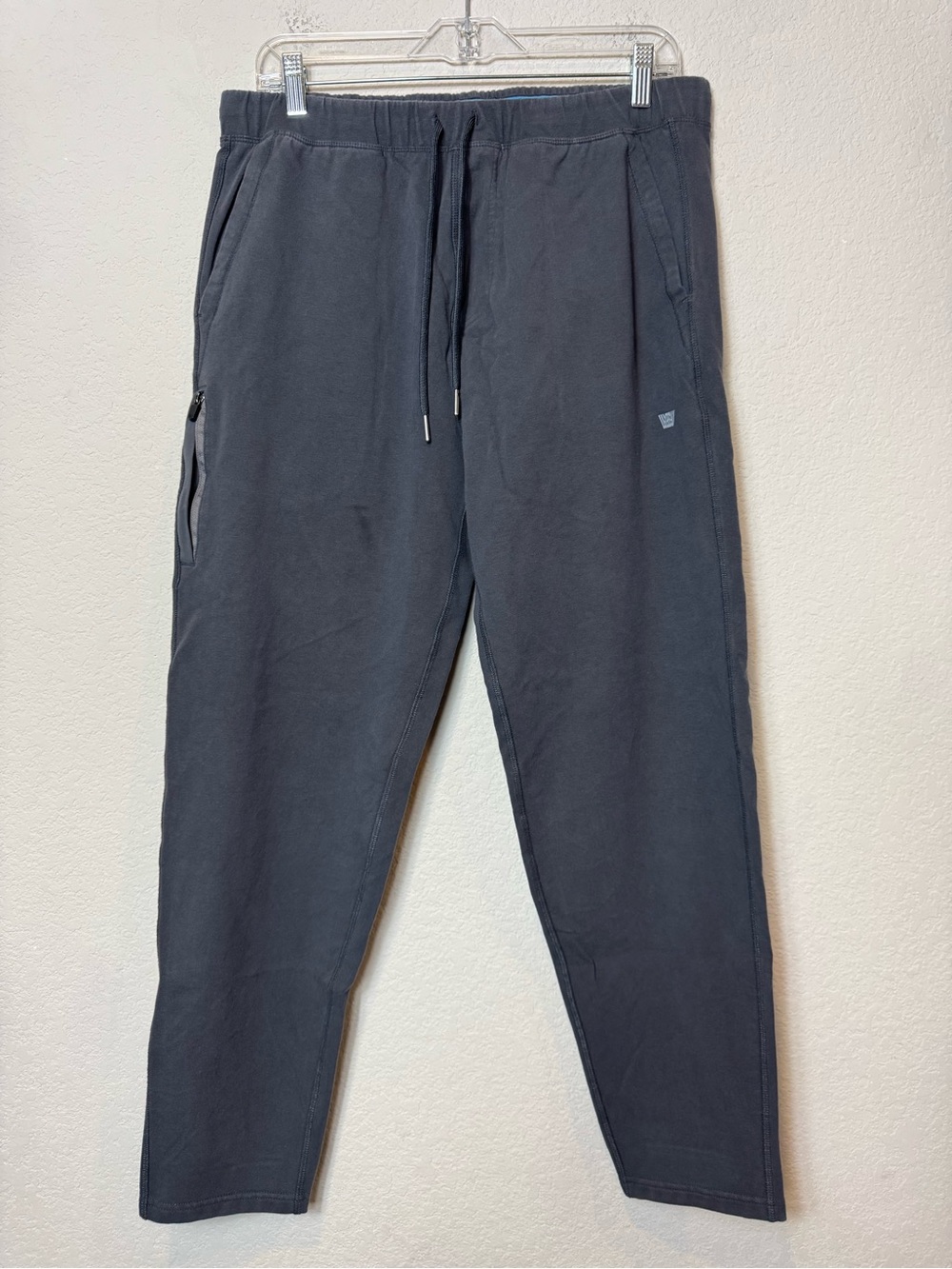 Mack Weldon Men's Dark Gray Drawstring Joggers with Zip Pocket Cotton Stretch L
